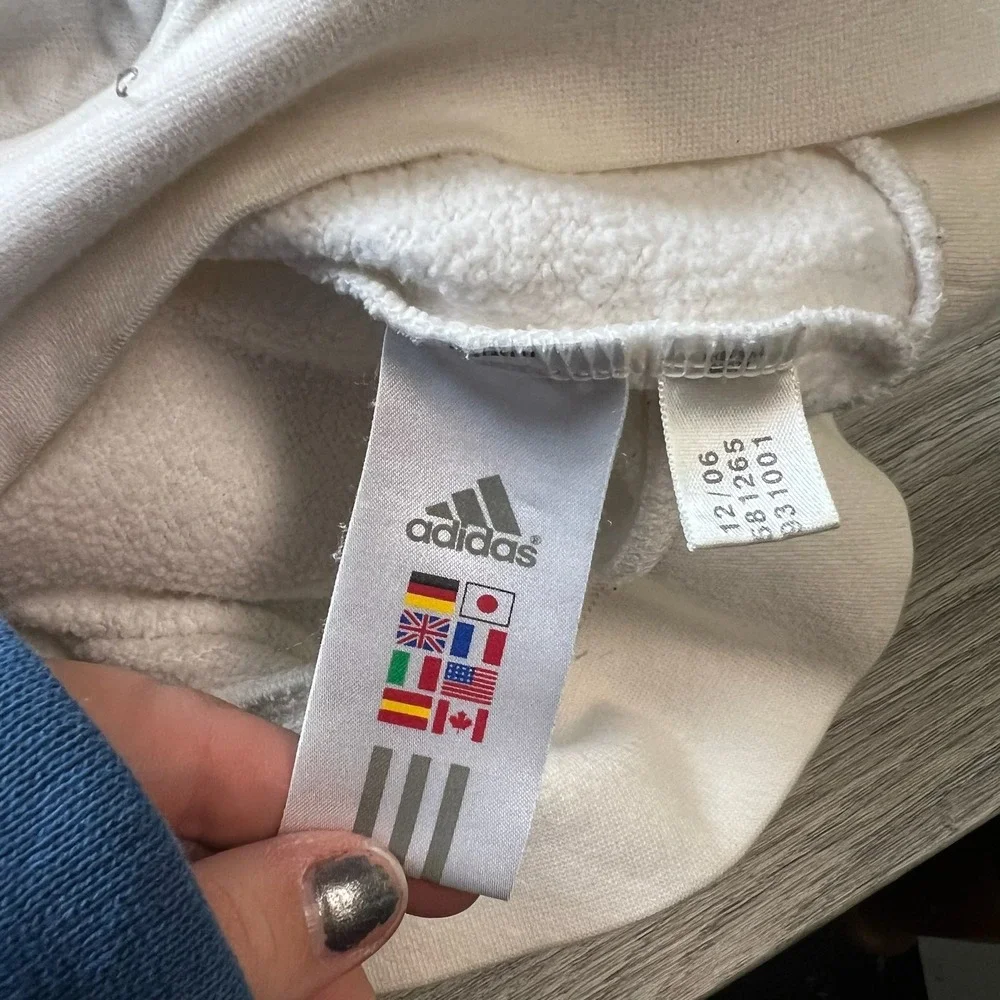 Adidas Hoodie Men 3XL White Vintage 2006 Embroidered Logo Oversized Pullover